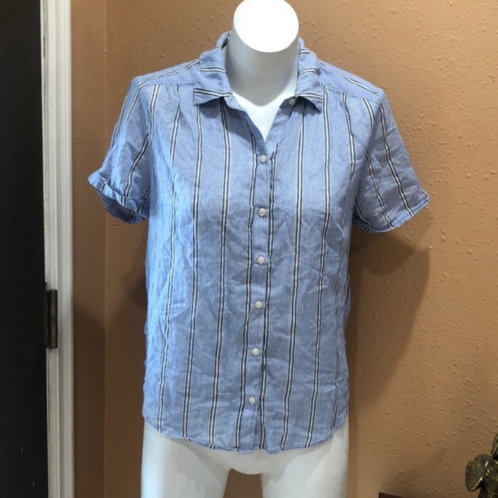 Lucky Brand short sleeve striped button up shirt